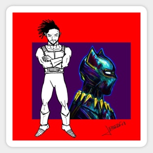 Chadwick boseman in black panther with enemy Sticker